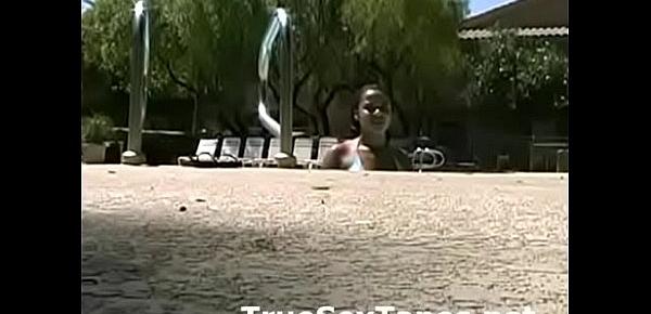  Amateur guy films his girlfriend with big tits in wet bikini